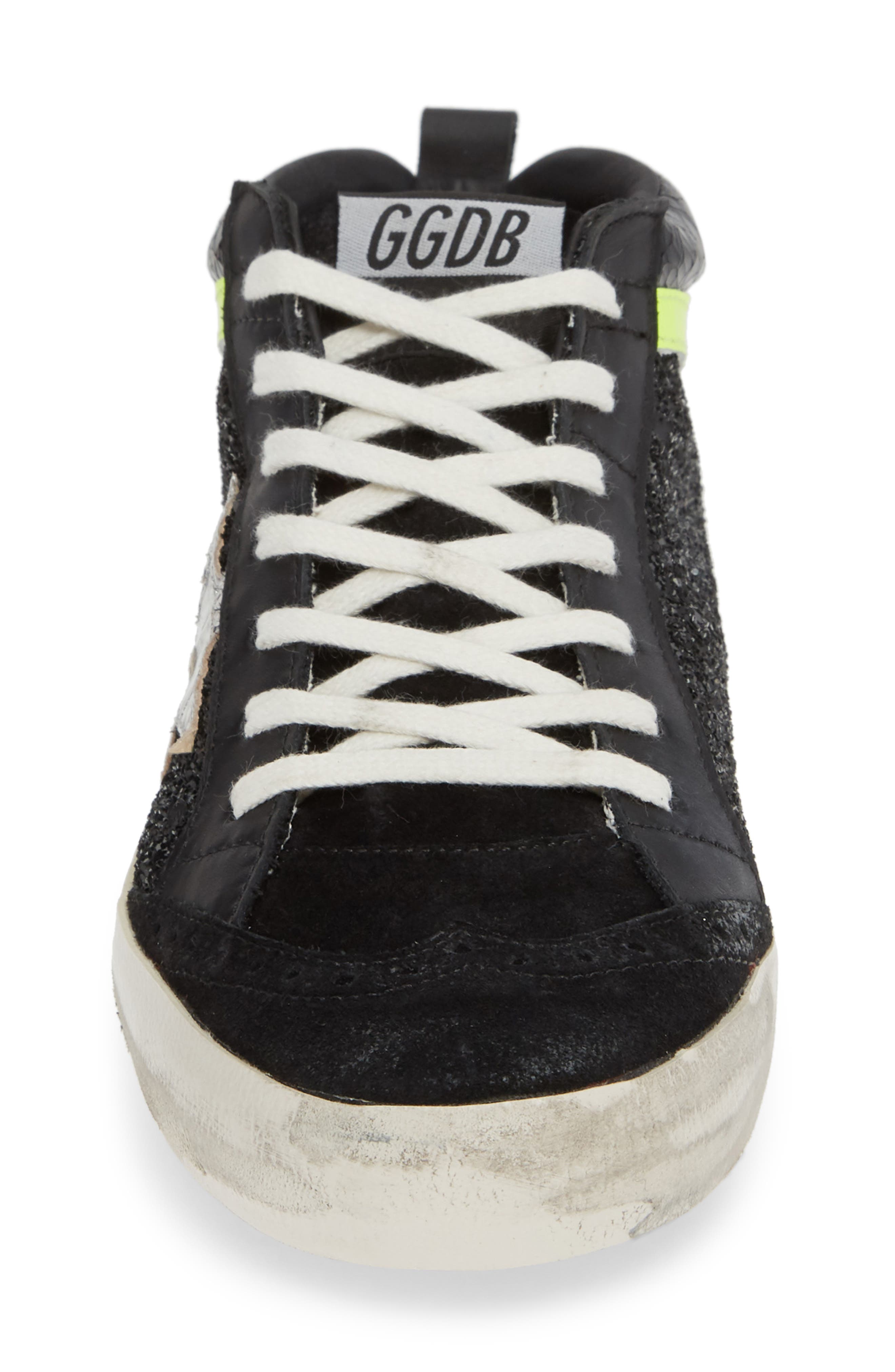 Golden Goose Mid Top Sneaker, Alternate, color, Black/ Yellow/ Silver
