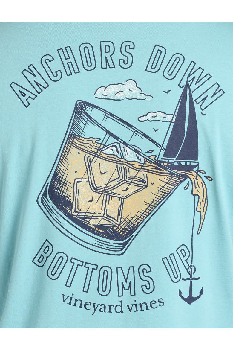 Big & Tall Anchors Down Bottoms Up Graphic Tee, Alternate, color, AQUA OCEAN