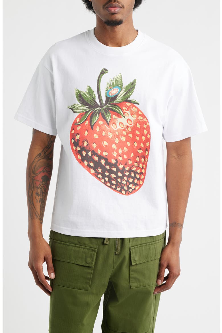 Boxy Diamond Berry Graphic T-Shirt, Main, color, WHITE