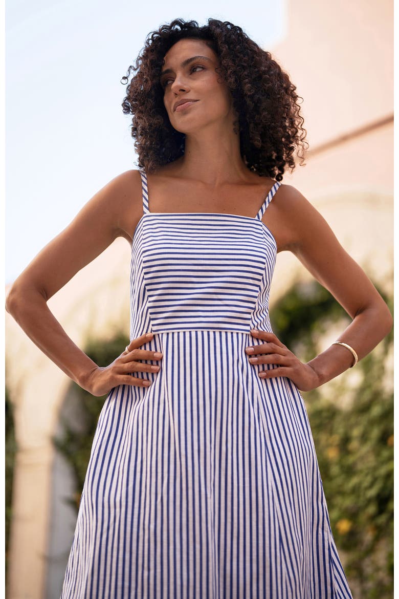 Cotton Midi Sun Dress, Alternate, color, Blue