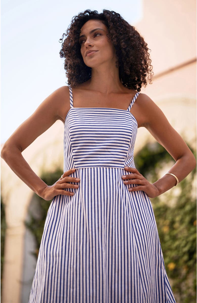 Yumi Cotton Midi Sun Dress, Alternate, color, Blue