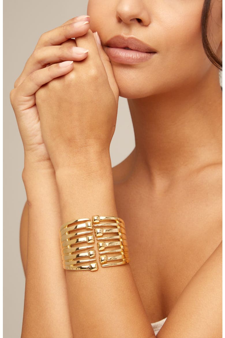 Nailhead Accent Bracelet, Alternate, color, Gold