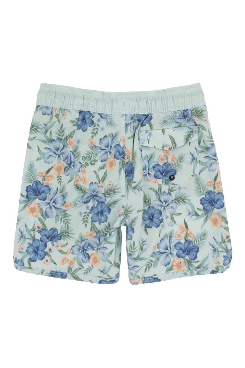 Kids' Scallop UPF 50+ Board Shorts, Alternate, color, SALTWATER