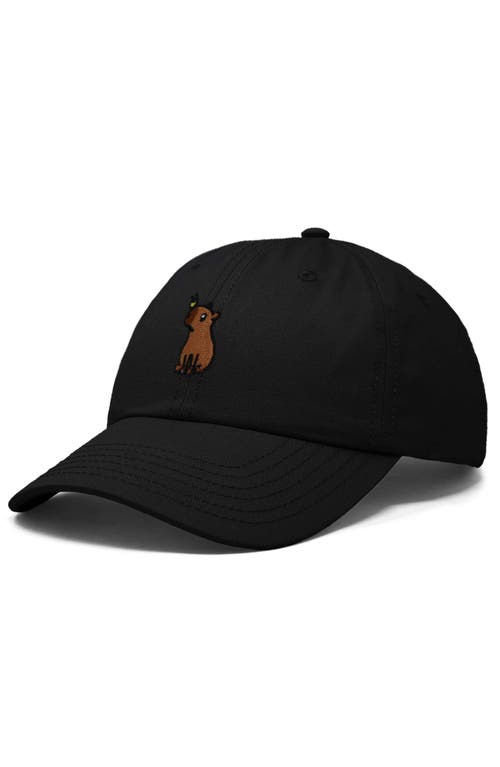 Dalix Capybara Embroidered Everyday Hat In Black