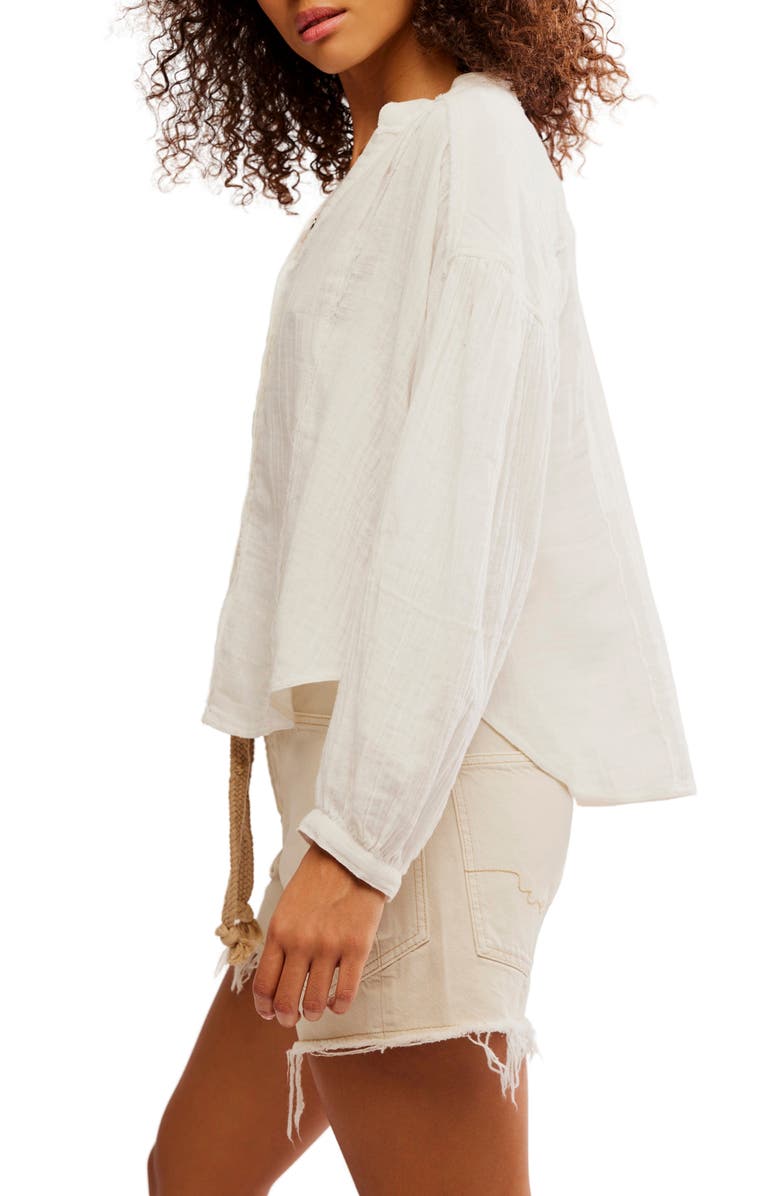 Free People Valley Cotton Doublecloth Button-Up Shirt, Alternate, color, Clean Ivory