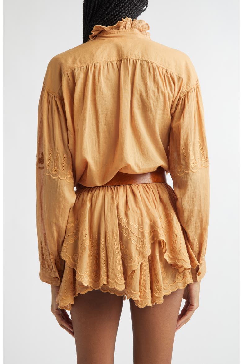 Leota Ruffle Cotton Top, Alternate, color, CARAMEL