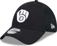 New Era Men's New Era Milwaukee Brewers Evergreen Black & White Neo 39THIRTY Flex Hat