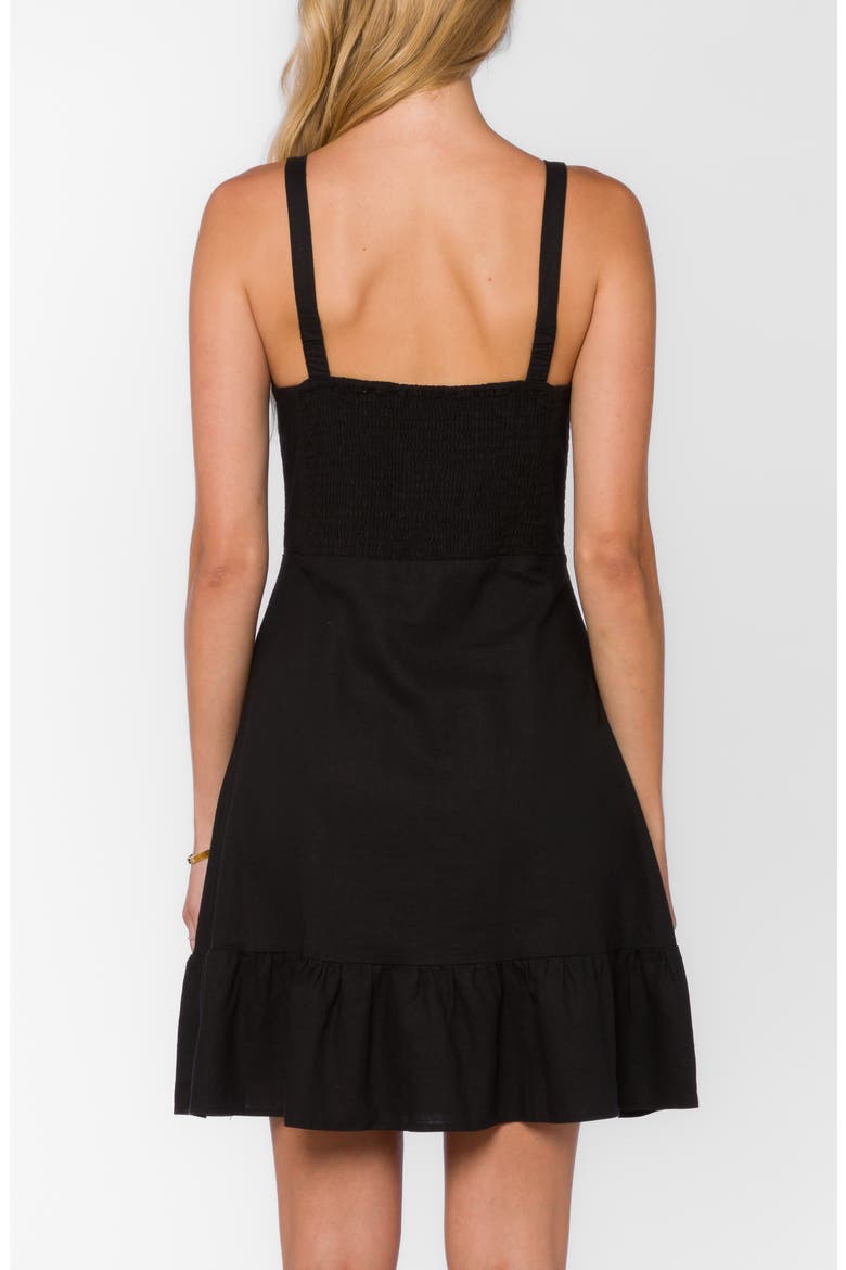 Linen Blend Mini Flounce Dress, Alternate, color, BLACK