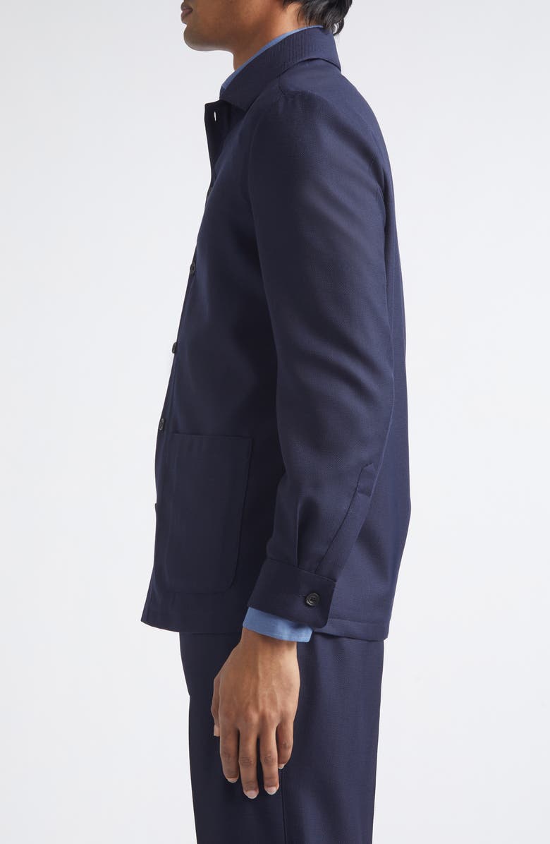 Thom Sweeney Wool Hopsack Overshirt, Alternate, color, Navy