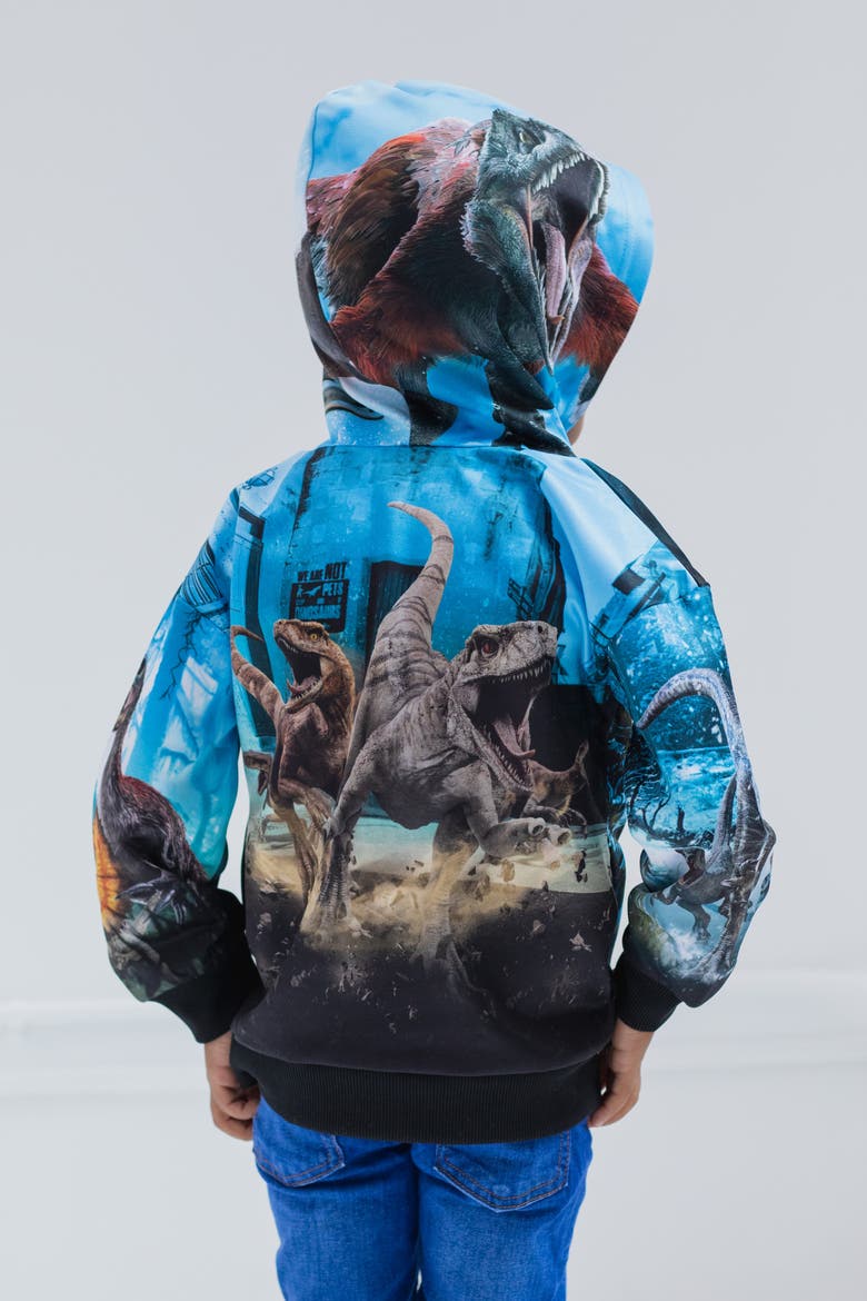 Jurassic Park T-Rex Fleece Hooded Sweatshirt, Alternate, color, Navy Blue
