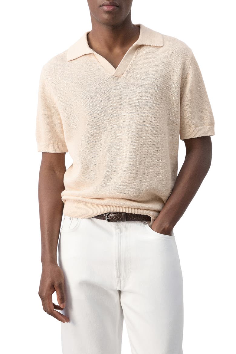 Microstructure Cotton Blend Polo, Main, color, ECRU