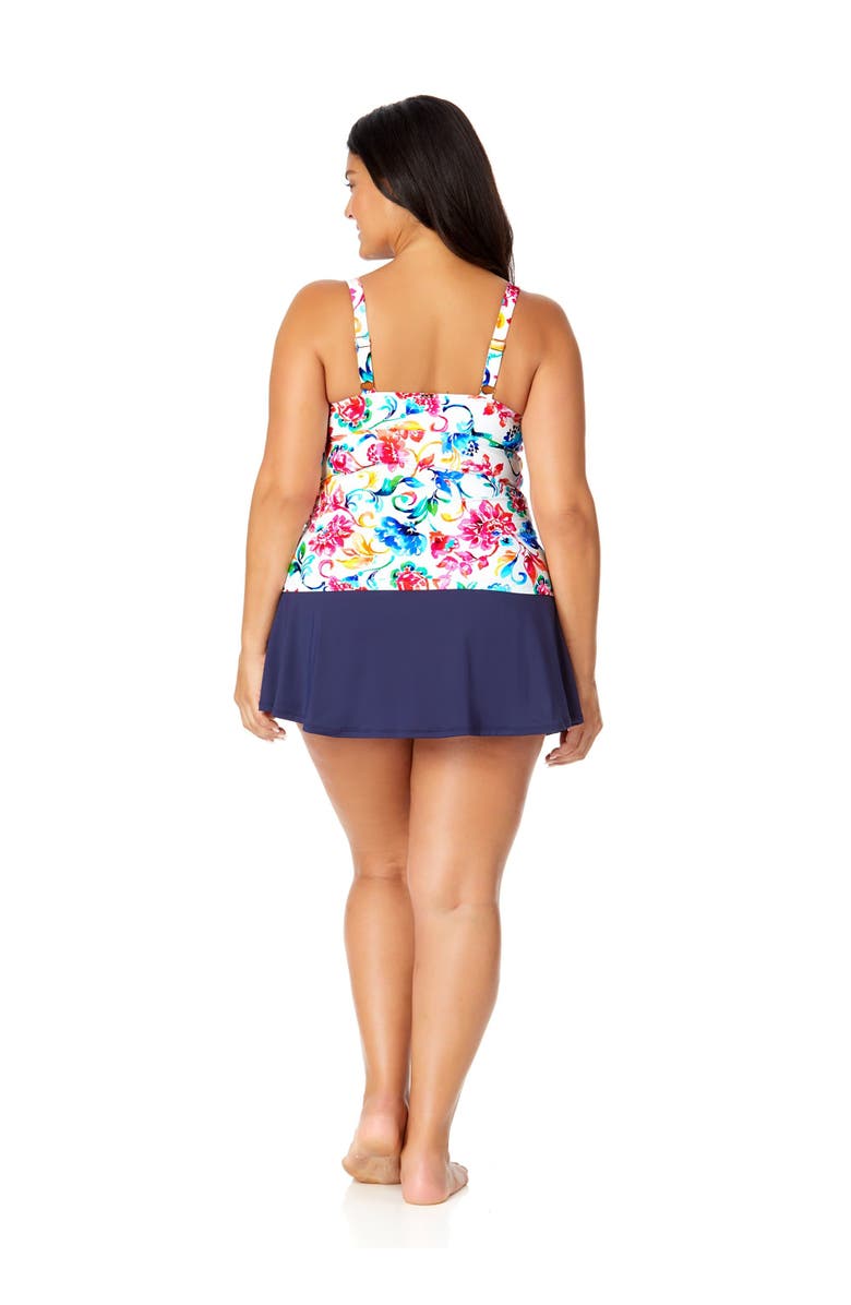 Anne Cole Plus Women's Plus Gradient Floral Twist Front Underwire Tankini Swim Top, Alternate, color, Watercolor Paisley