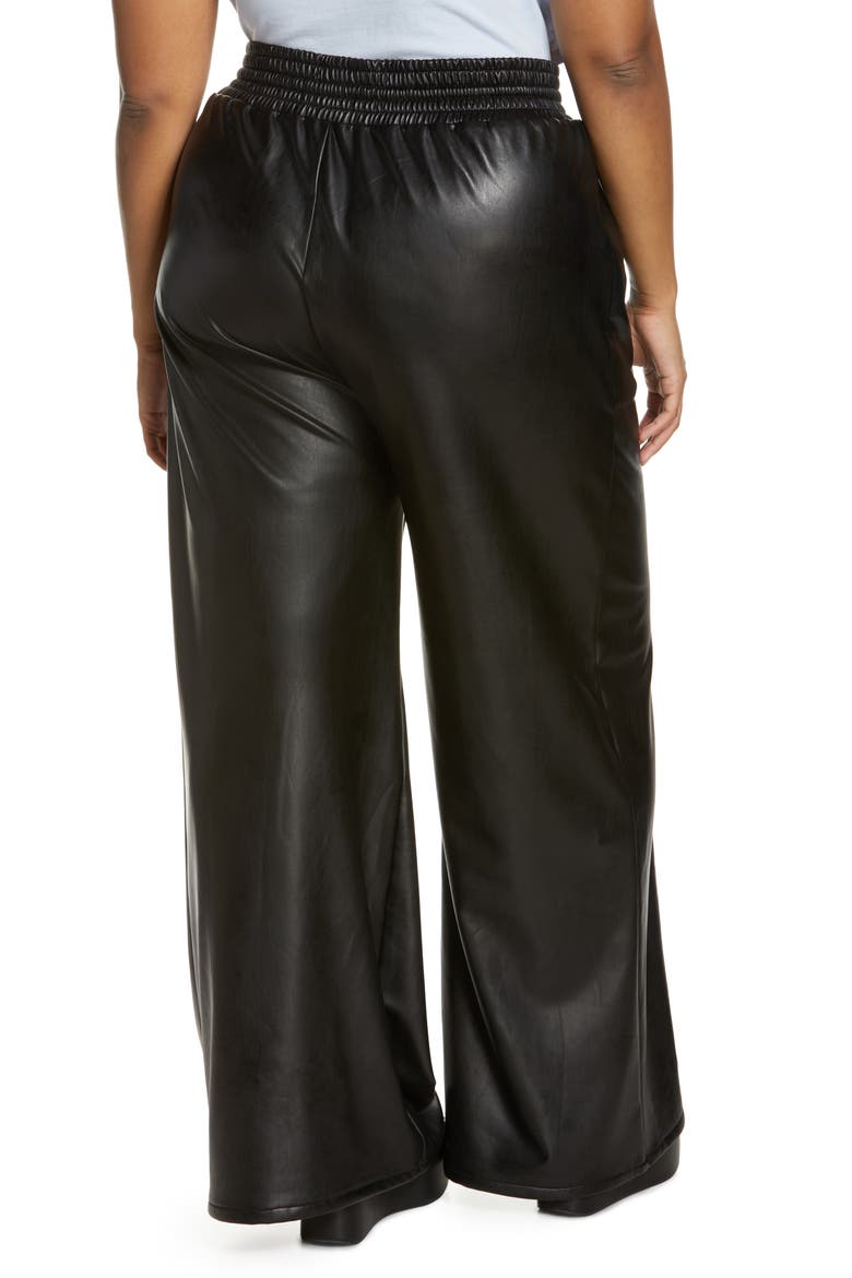 Faux Leather Wide Leg Pants, Alternate, color, BLACK