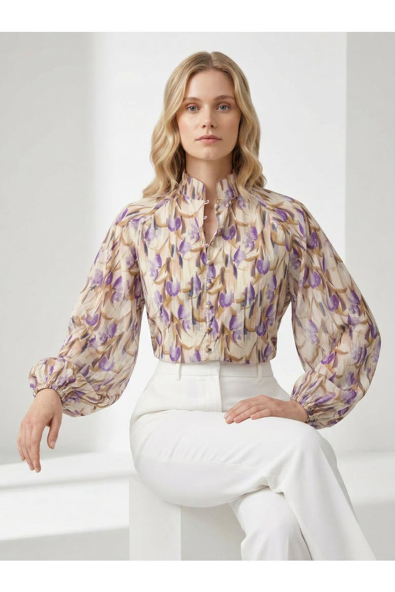 Yesenia High Neck Shirt, Alternate, color, Multi Color