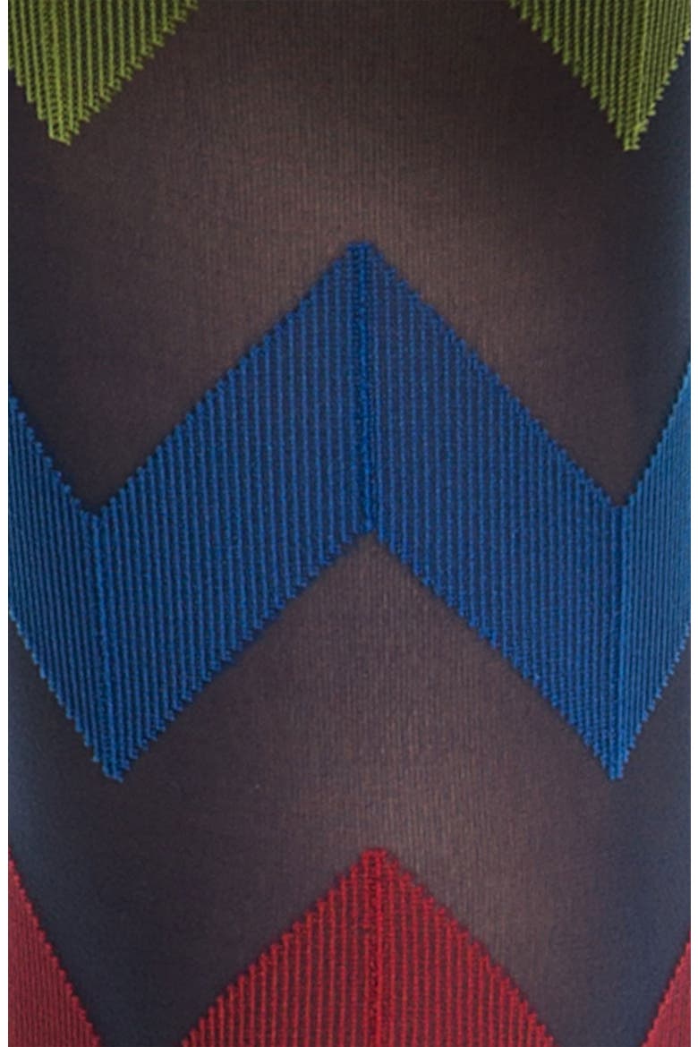 'House of Holland' Zigzag Tights, Alternate, color, NAVY MULTI