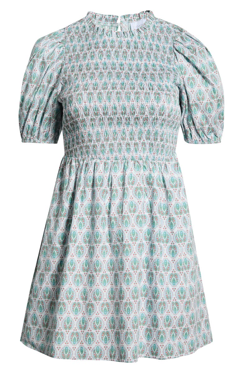 SUGARLIPS Pilar Gale Smocked Minidress, Alternate, color, White-Pastels