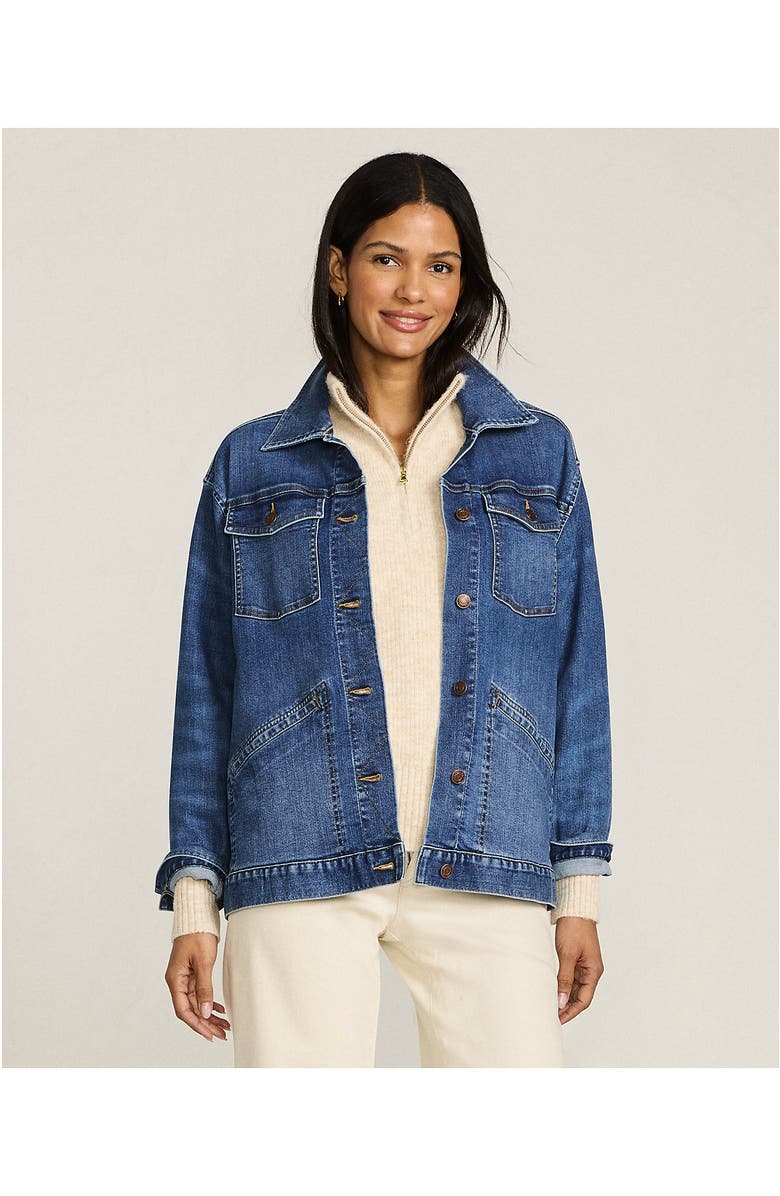 Lands' End Oversized Denim Trucker Jacket, Alternate, color, 