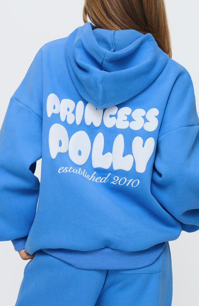 Princess Polly Bubble Logo Graphic Hoodie, Alternate, color, Blue / White