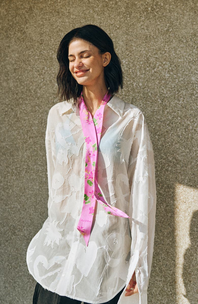 Lost Pattern Beach Blossom Skinny Silk Scarf, Alternate, color, 