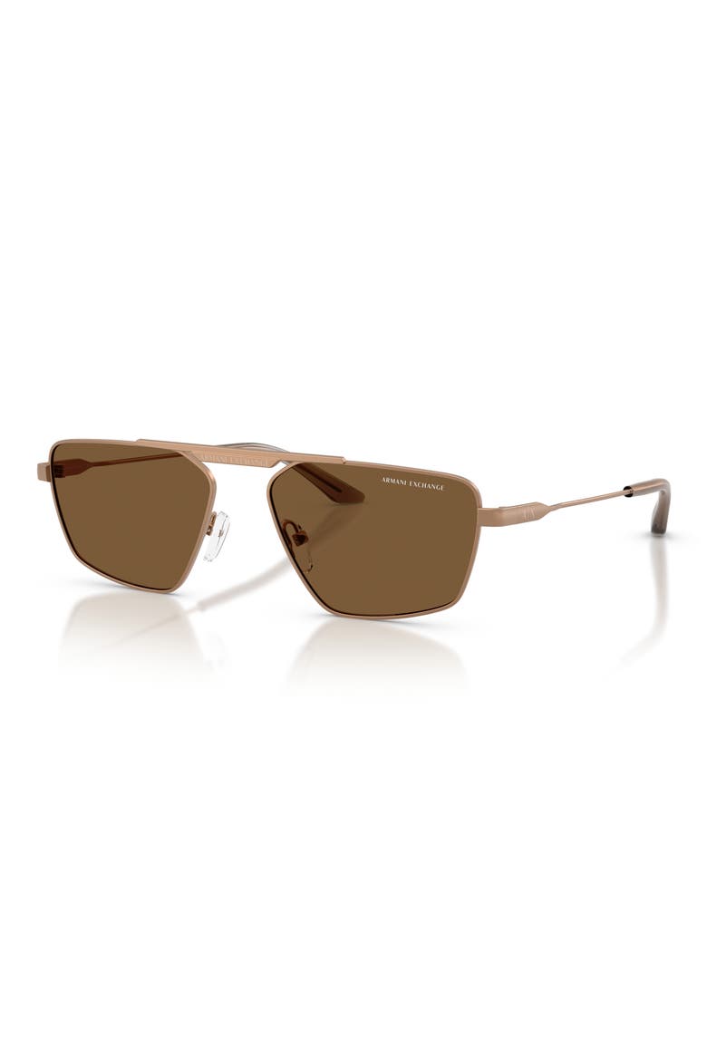 56mm Aviator Sunglasses, Alternate, color, MATTE ROSE GOLD / BROWN