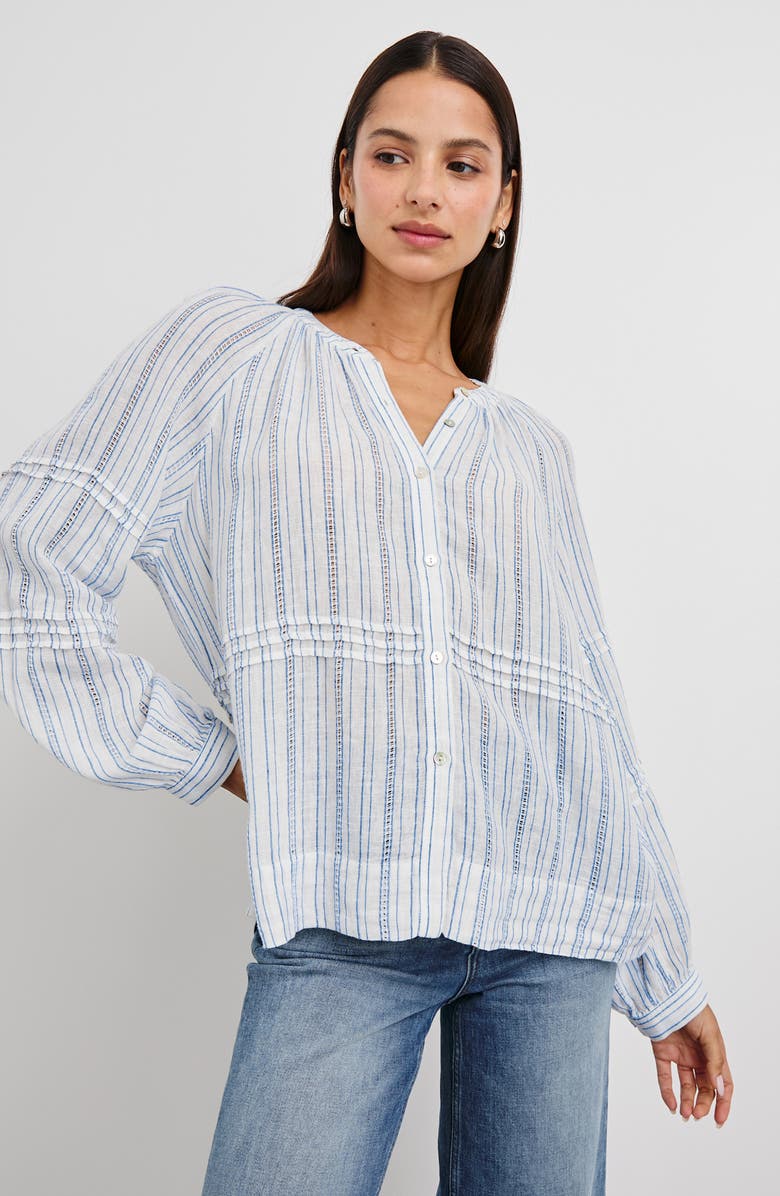 Rails Frances Stripe Linen Blend Button-Up Shirt, Alternate, color,