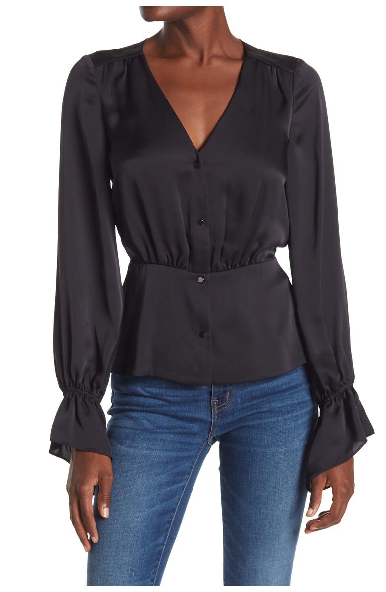Ramy Brook Karen Ruffle Cuff V-Neck Blouse, Main, color, 
