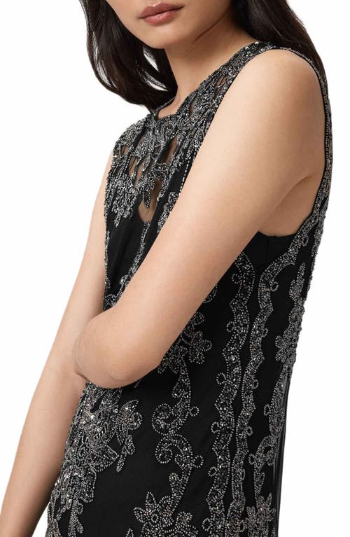 Allsaints Inaya Crystal Tapestry Minidress In Black