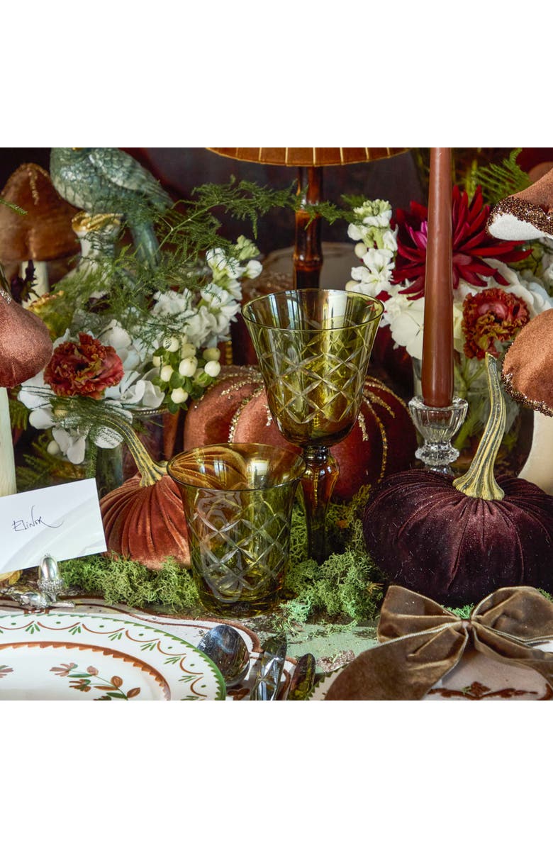 Mrs. Alice Engraved Water Glasses, Alternate, color, Olive