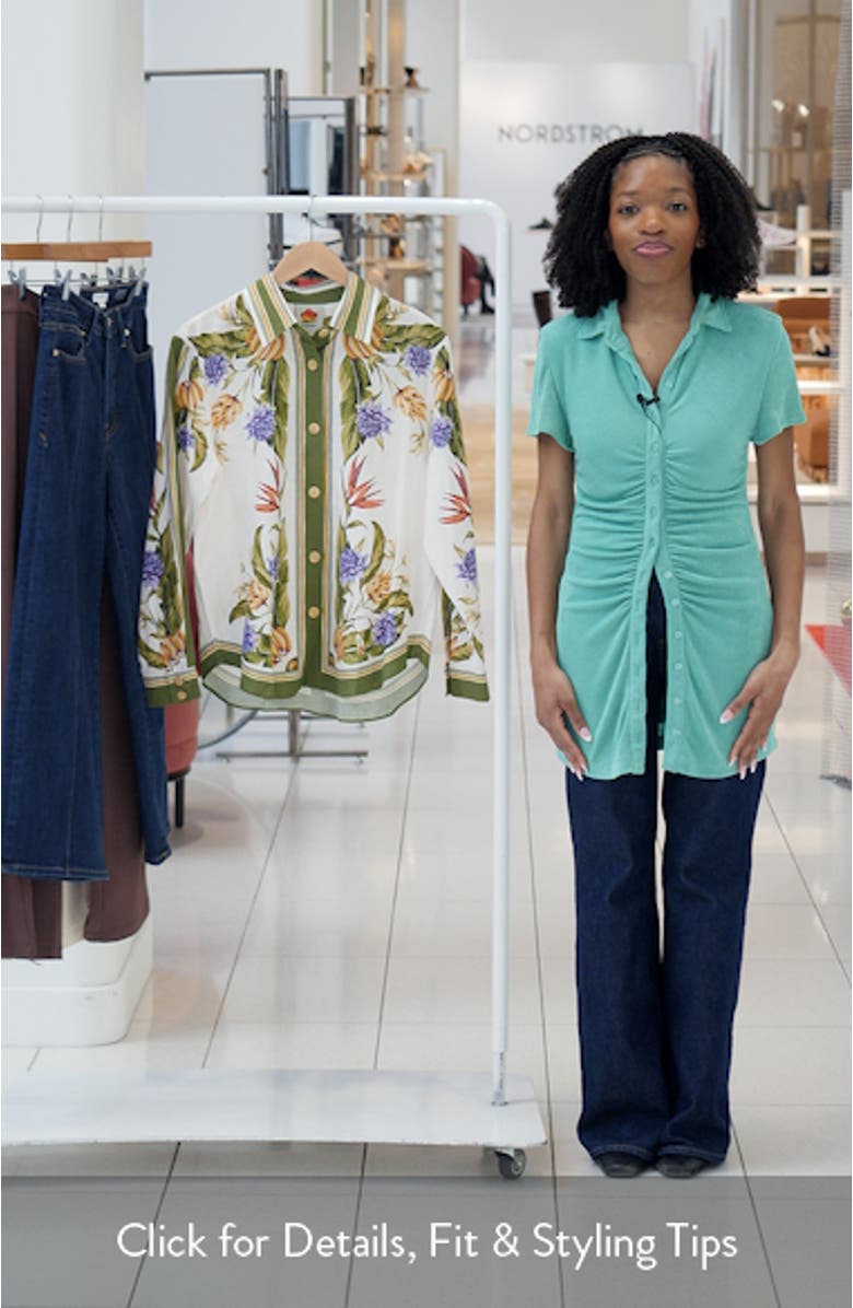 Tropical Scarf Print Button-Up Shirt, sales video thumbnail