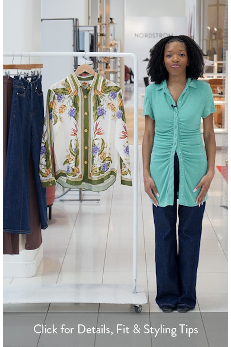 Tropical Scarf Print Button-Up Shirt video