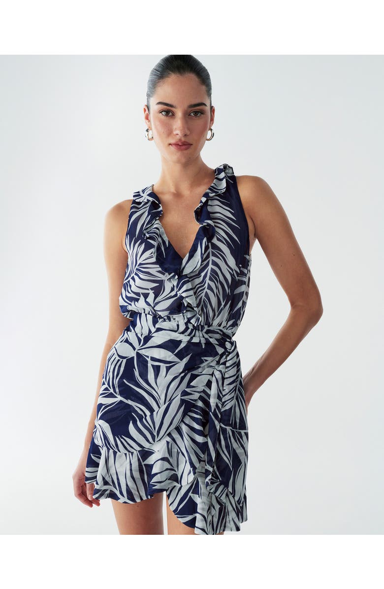 BWLDR Oak Mini Dress, Alternate, color, Navy Palms