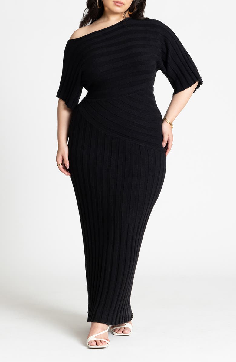 ELOQUII Mixed Direction Rib Maxi Dress, Main, color,