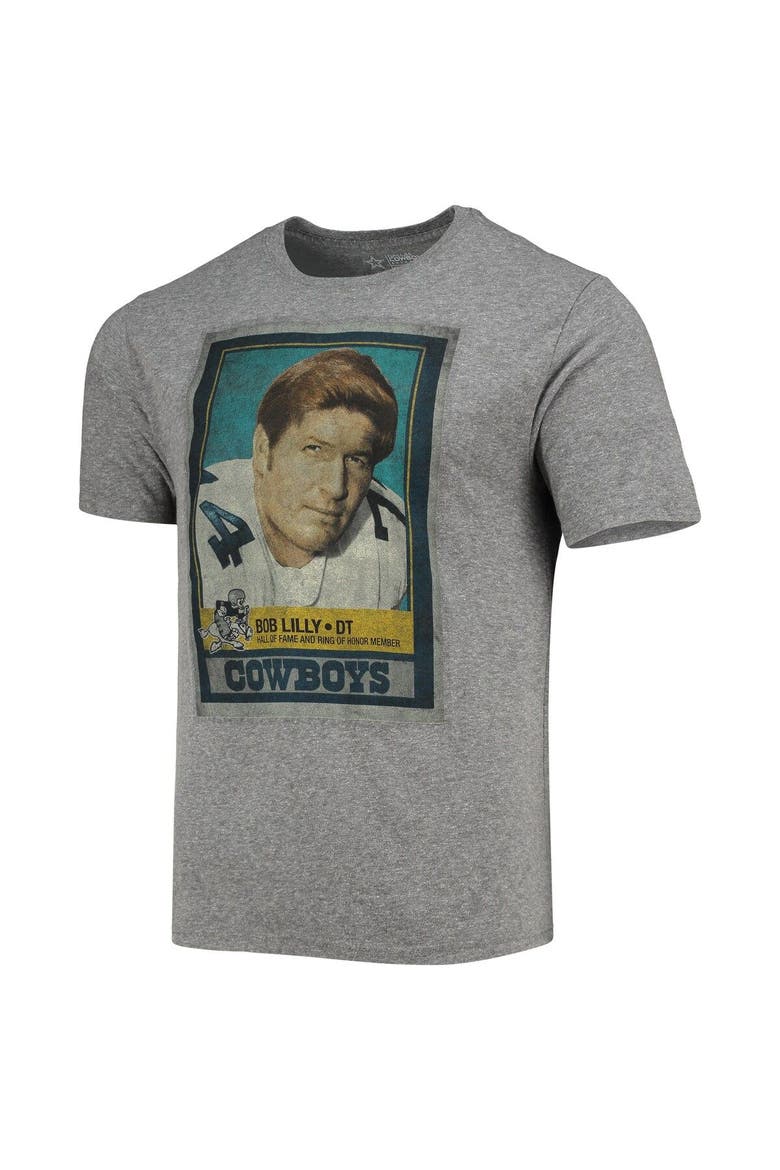 Men's Bob Lilly Heathered Gray Dallas Cowboys Name & Number Tri-Blend T-Shirt, Alternate, color, Heather Gray