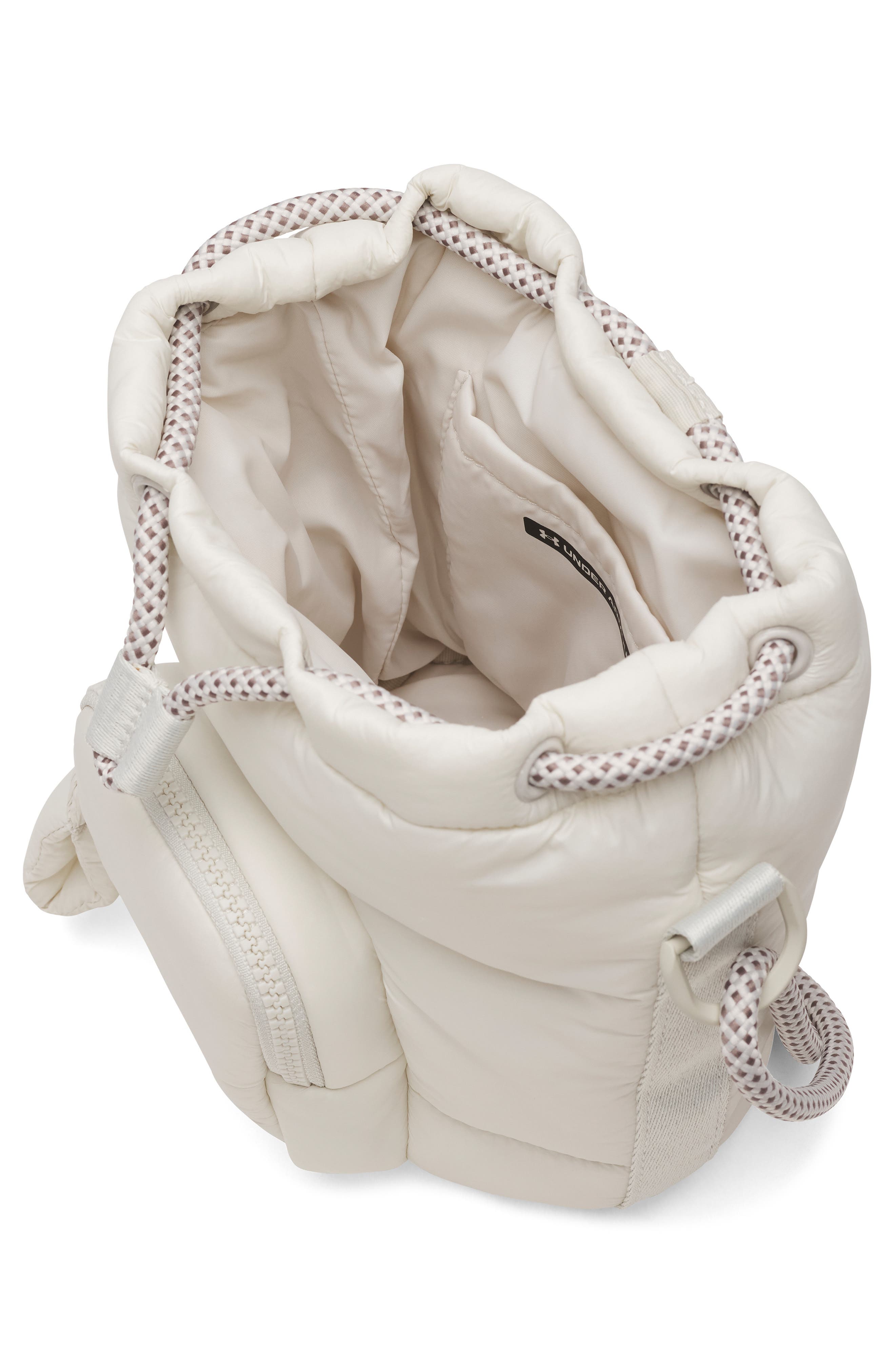 UA Studio Water Resistant Puffer Bucket Bag, Alternate, color, SUMMIT WHITE
