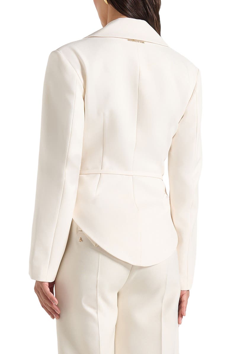 Manière De Voir Yuna Plunge Tailored Blazer With Belt, Alternate, color, Off White