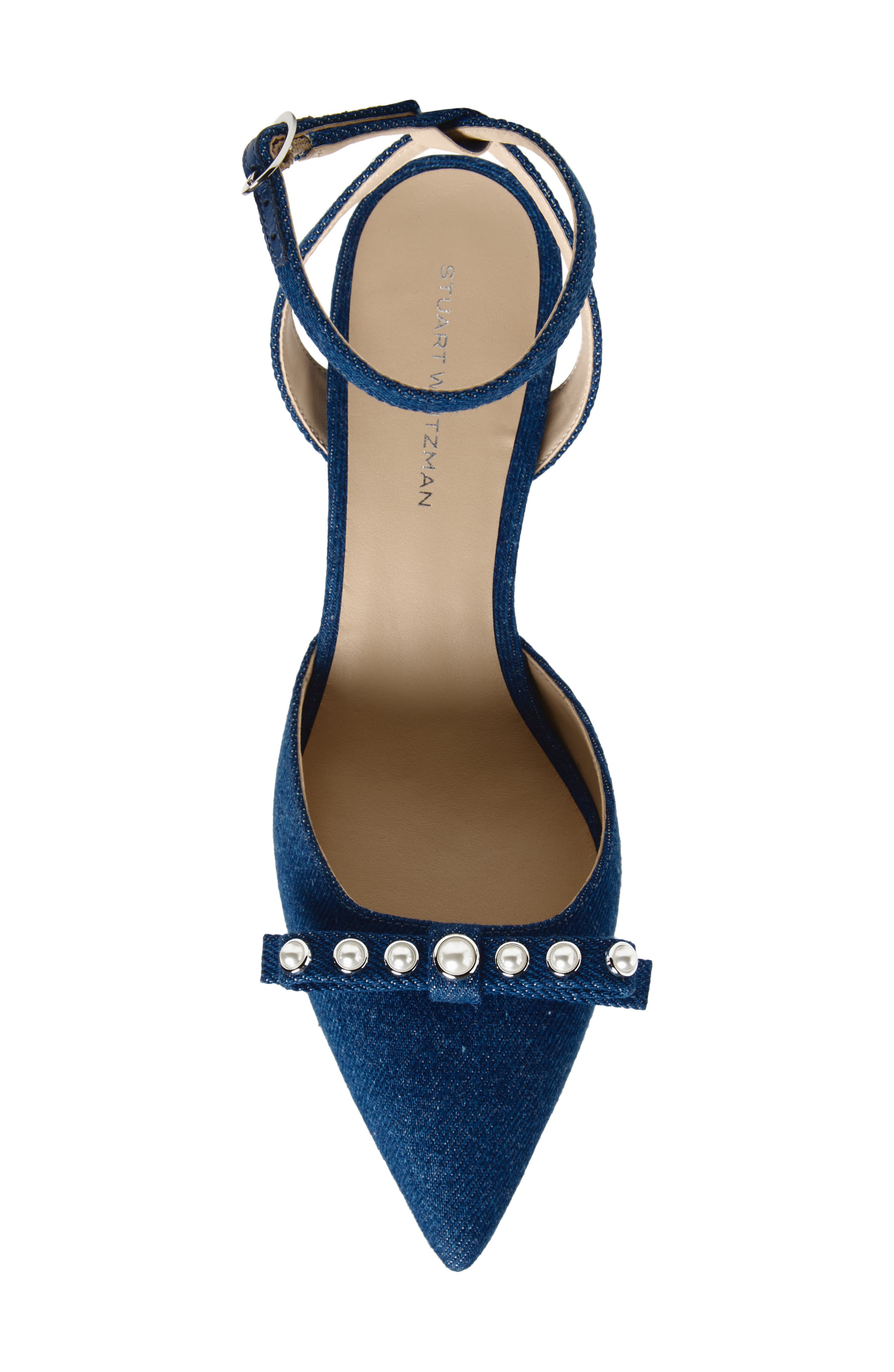 Stuart Weitzman Luella Ankle Strap Pump, Alternate, color, Dark Blue