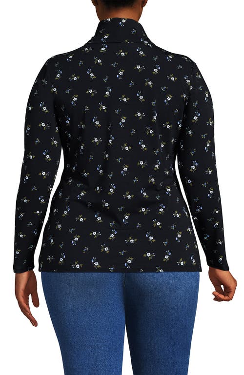 Lands' End Lightweight Jersey Skimming Long Sleeve Turtleneck In Black
