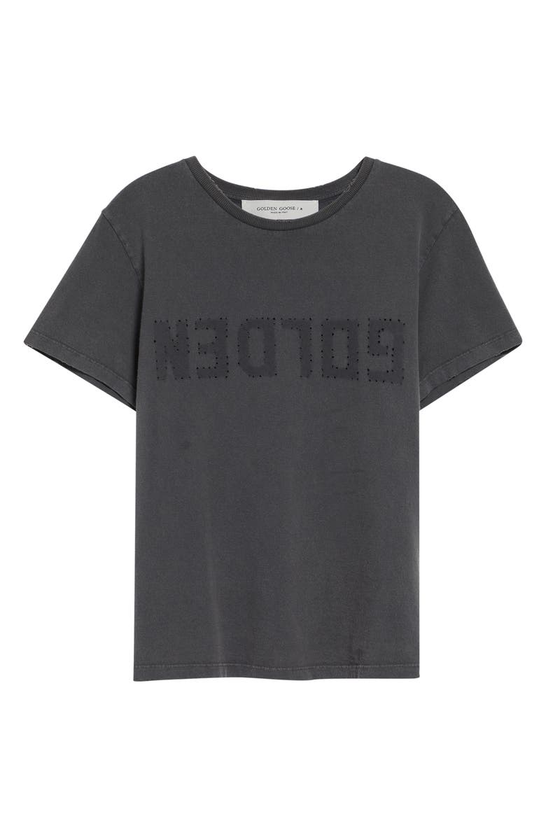 Golden Goose Distressed Cotton Logo Tee, Alternate, color, Anthracite