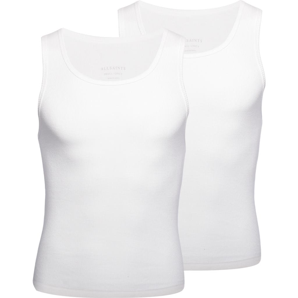 AllSaints 2-Pack Organic Cotton Rib Tanks in White  product