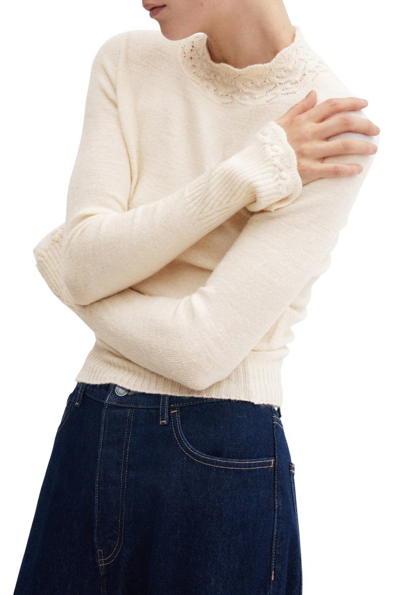 Mock Neck Flare Cuff Sweater, Main, color, ECRU