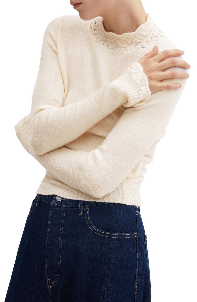 MANGO Mock Neck Flare Cuff Sweater, Main, color, 