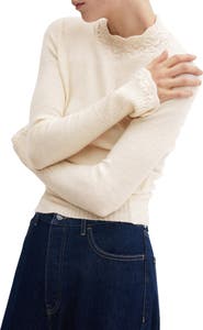 MANGO Mock Neck Flare Cuff Sweater