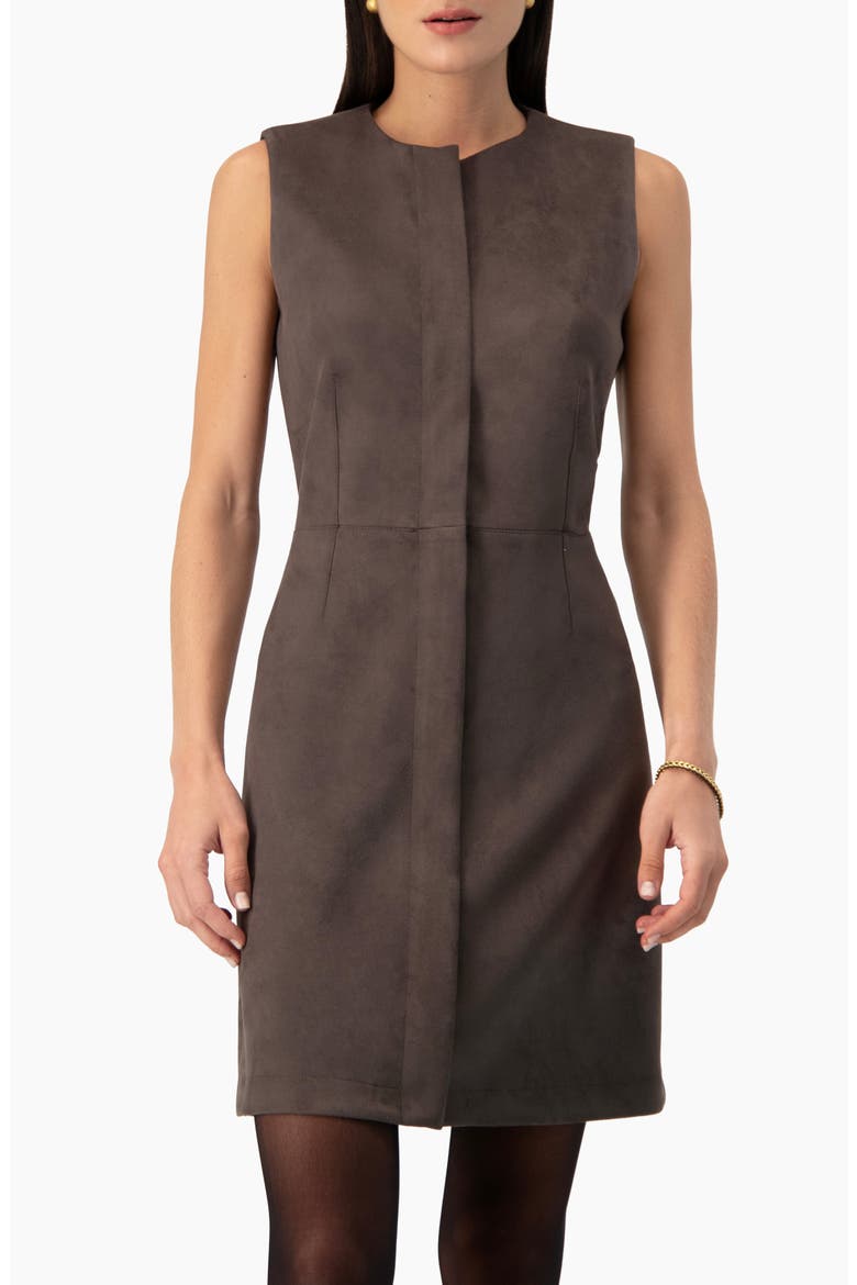 Sleeveless Faux Suede Sheath Dress, Main, color, Taupe