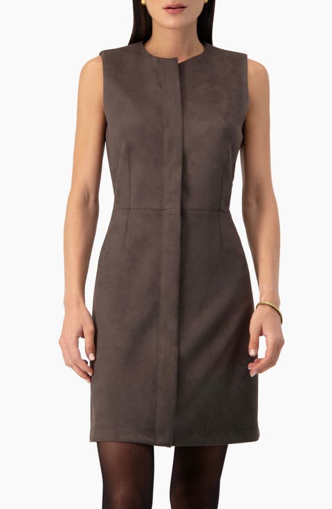 Sleeveless Faux Suede Sheath Dress