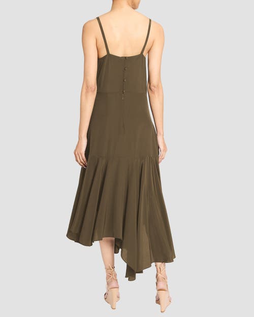 Santorelli Davin Sleeveless Asymmetric Fit And Flare Silk Midi Dress