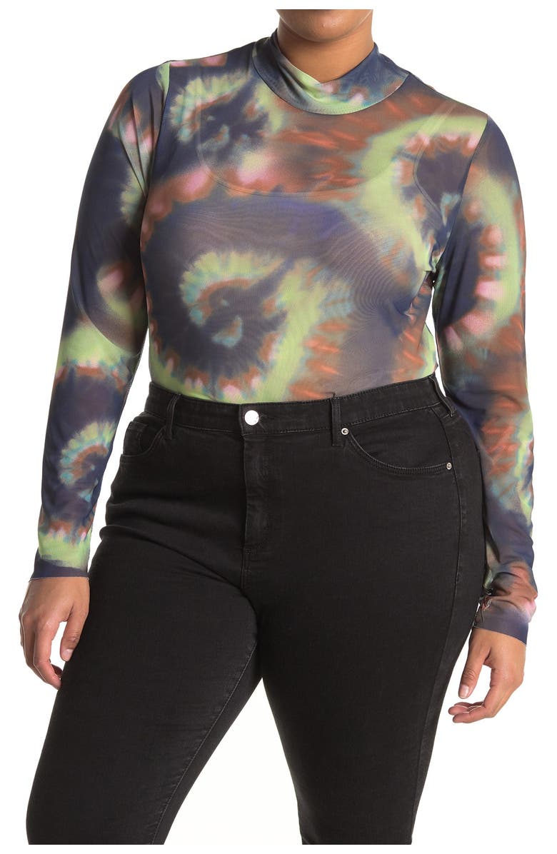 AFRM LOS ANGELES Zoe Mock Neck Mesh Top, Main, color,
