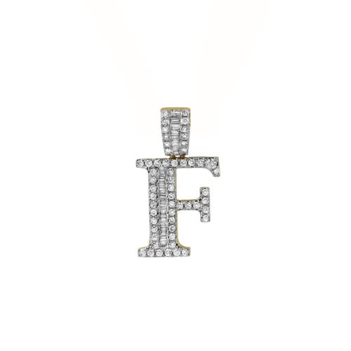 Luvmyjewelry F Initial Diamond Pendant 10k Yellow Gold In 10k Yellow Gold