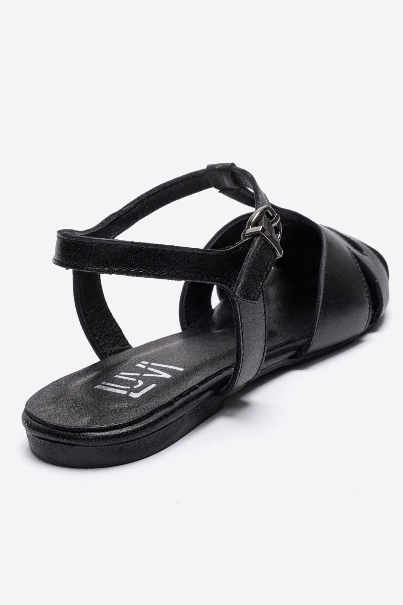 Nathalie Leather Ankle Strap Sandal, Alternate, color, Black