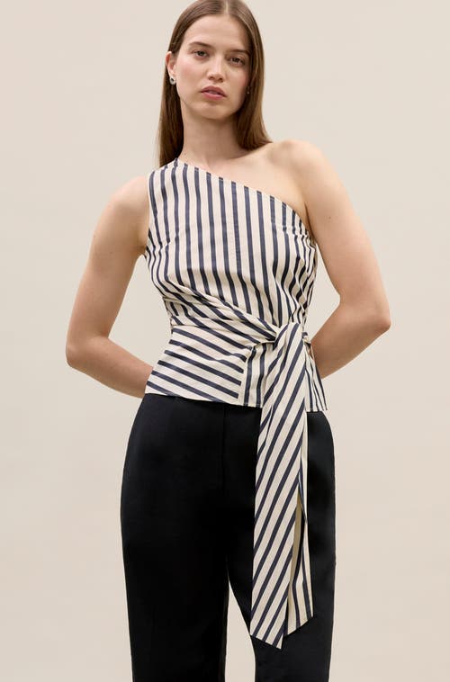 Rebecca Taylor Isla Stripe Poplin Top In Brown