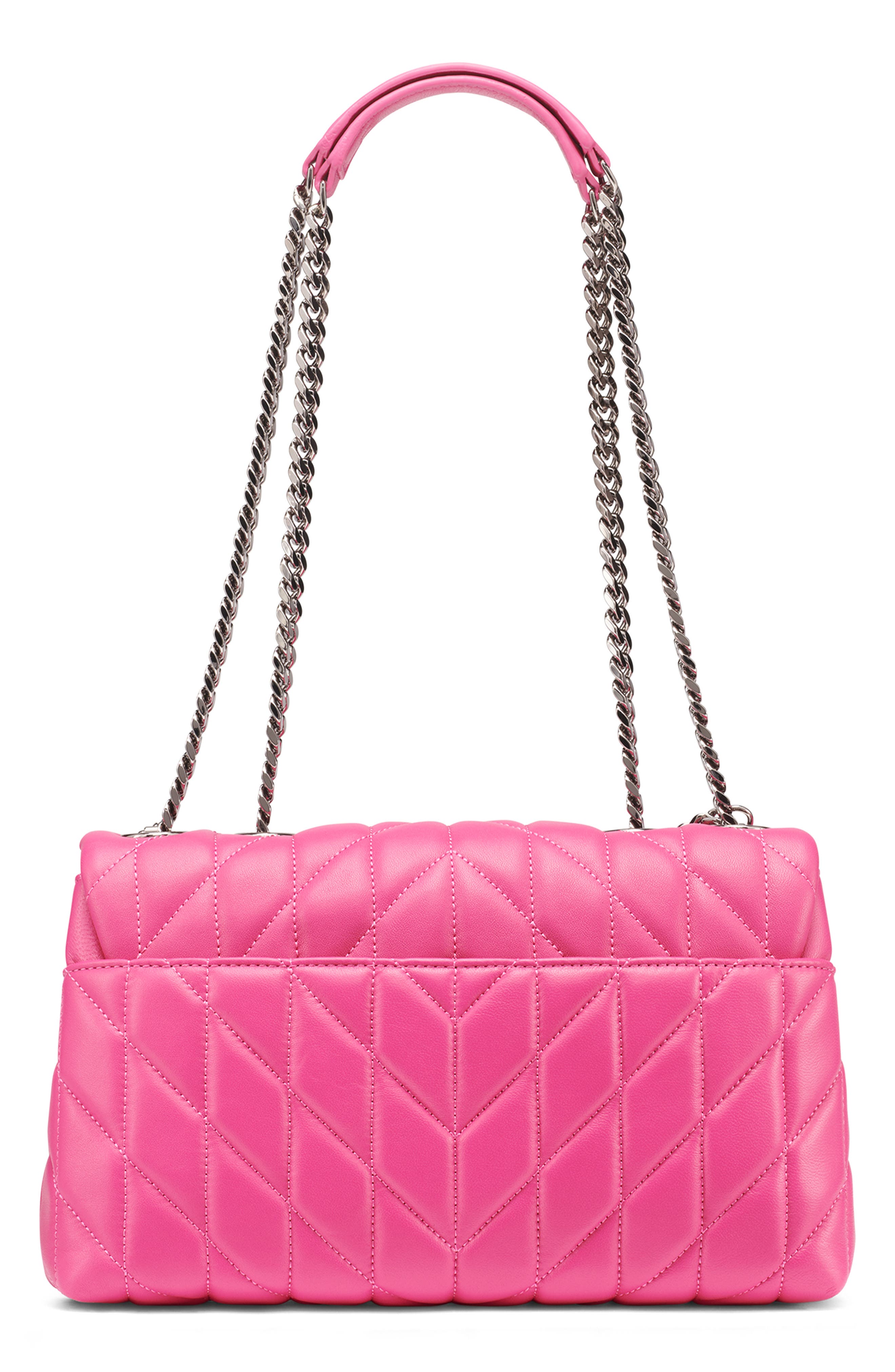 KARL LAGERFELD PARIS Lafayette Quilted Leather Crossbody Bag, Alternate, color, Fuchsia